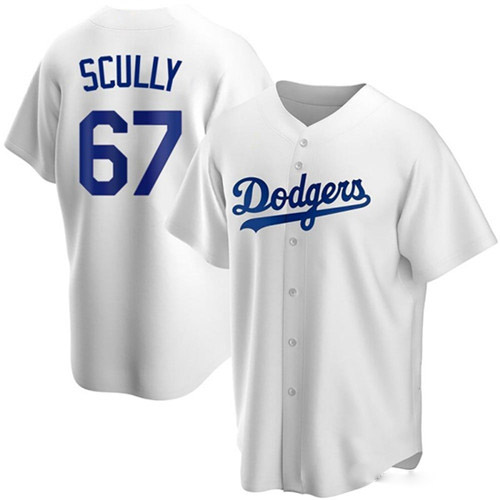 Men's White Los Angeles Dodgers #67 Vin Scully Cool Base Stitched Baseball Jersey